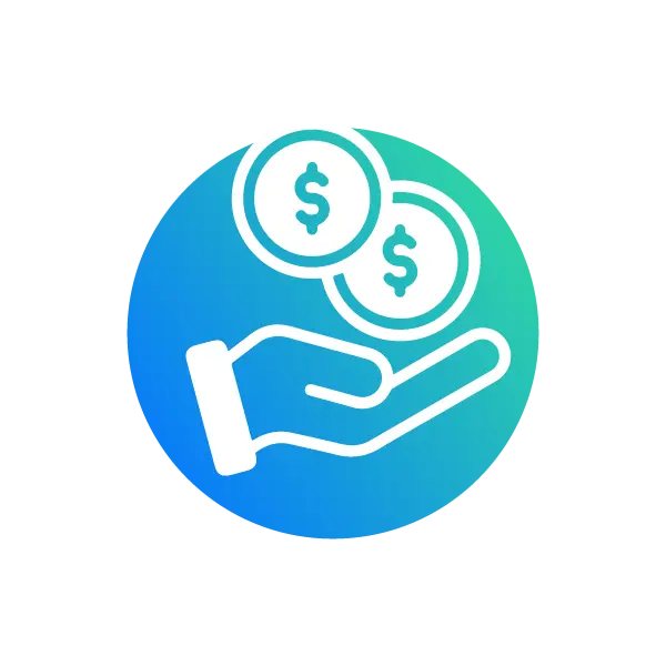 A hand holding a dollar sign icon.